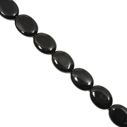 Black Obsidian Crystal Beads - 20mm Flat Oval