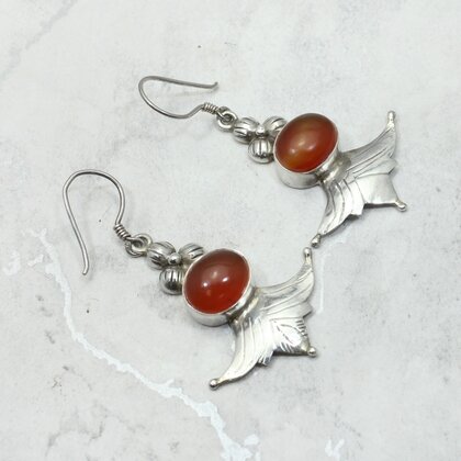 Carnelian 925 Silver Drop Earrings ~48mm