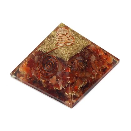 Carnelian & Copper Quartz Orgonite ~50mm