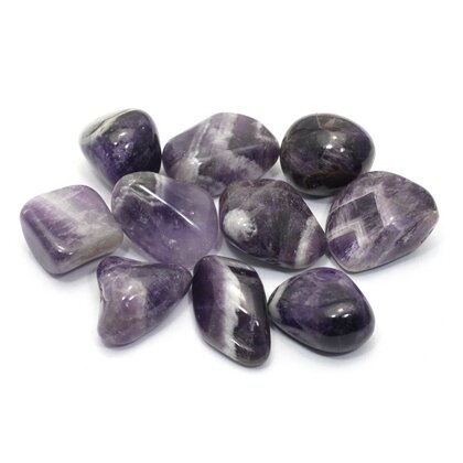 Chevron Amethyst Tumble Stone (20-25mm) - Single Stone