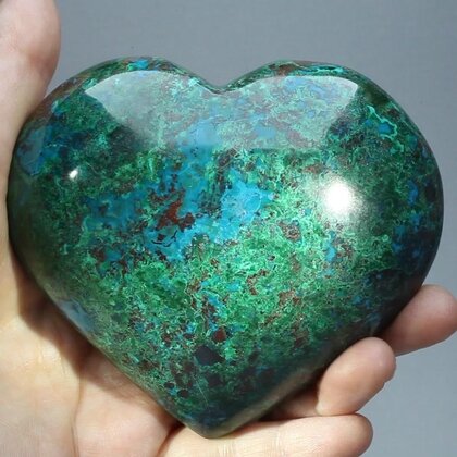 Chrysocolla and Malachite Polished Heart ~100x87mm