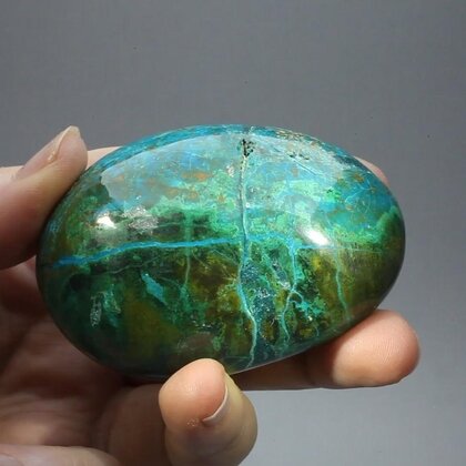 Chrysocolla and Malachite Polished Stone ~69mm