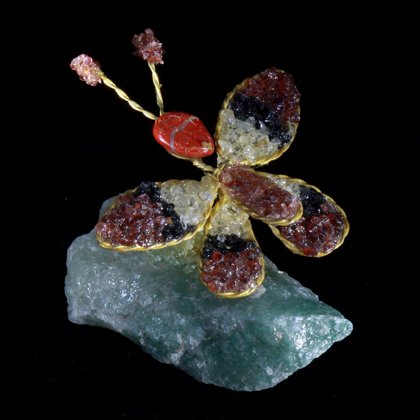 Crystal Butterfly on Green Quartz Base