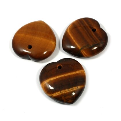 Front Drilled Tiger Eye Hearts - 30mm