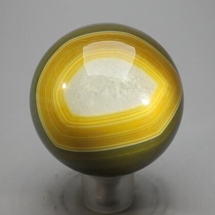 Golden Green Banded Agate Crystal Sphere ~50mm