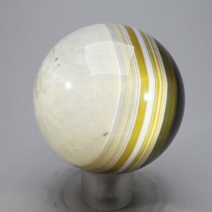 Golden Green Banded Agate Crystal Sphere ~50mm