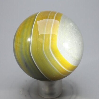 Golden Green Banded Agate Crystal Sphere ~50mm