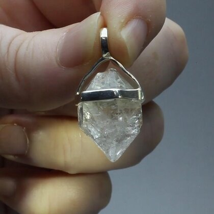 Herkimer Diamond Healing Crystal 925 Silver Pendant  ~20mm