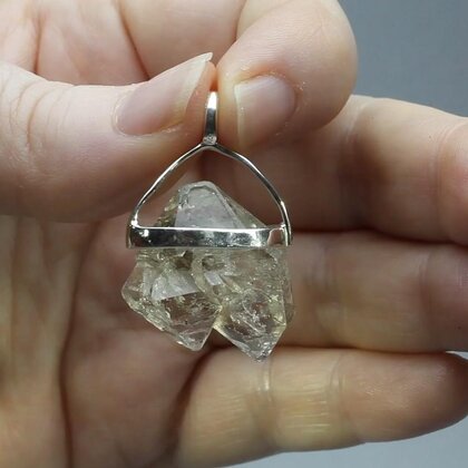 Herkimer Diamond Healing Crystal 925 Silver Pendant  ~22mm
