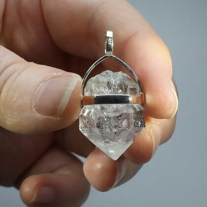 Herkimer Diamond Healing Crystal 925 Silver Pendant  ~24mm