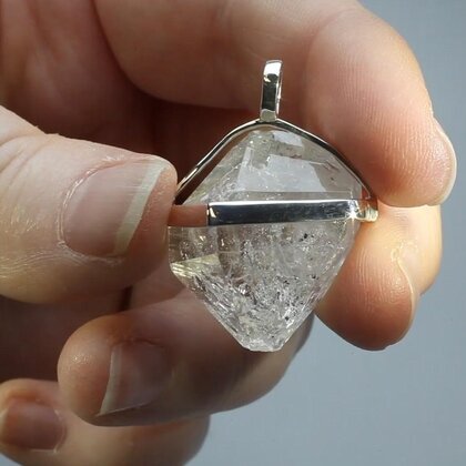 Herkimer Diamond Healing Crystal 925 Silver Pendant  ~25mm