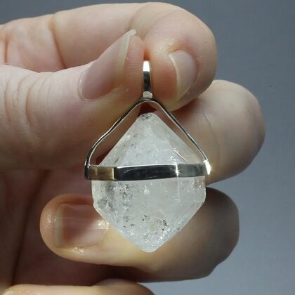 Herkimer Diamond Healing Crystal 925 Silver Pendant  ~25mm