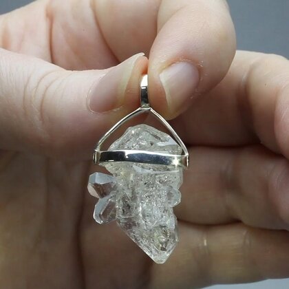 Herkimer Diamond Healing Crystal 925 Silver Pendant  ~26mm