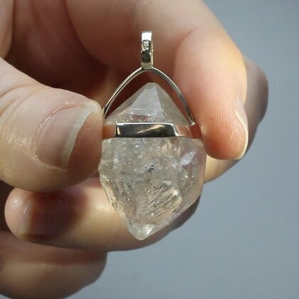 Herkimer Diamond Healing Crystal 925 Silver Pendant  ~29mm