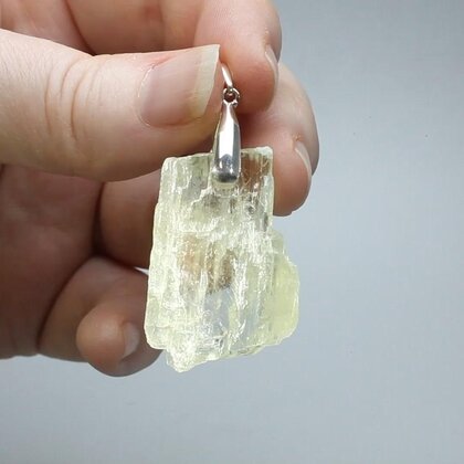 Hiddenite Healing Crystal 925 Silver Pendant ~33mm