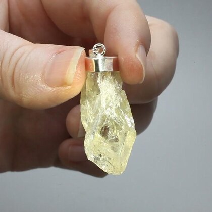 Hiddenite Healing Crystal 925 Silver Pendant ~34mm