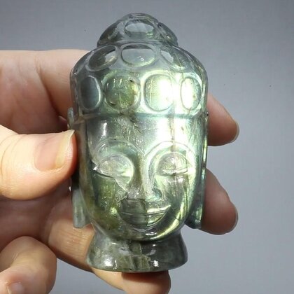 Labradorite Carved Thai Buddha Head ~74mm