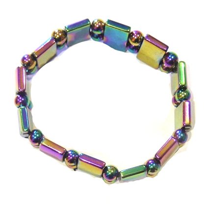Magnetic Hematite Aura Bracelet - Large Barrels and Spheres