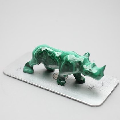 Malachite Crystal Rhino ~21x57mm