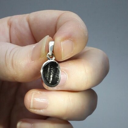 Mini Shungite 925 Silver Pendant ~12mm