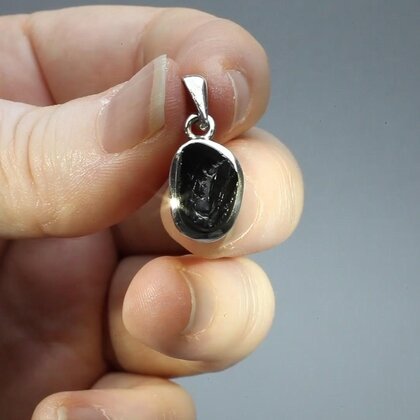 Mini Shungite 925 Silver Pendant ~8mm