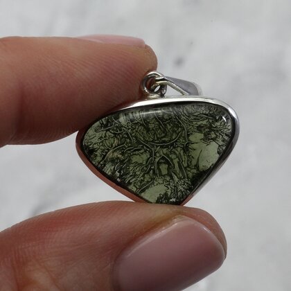 Moldavite 925 Silver Pendant  ~16mm