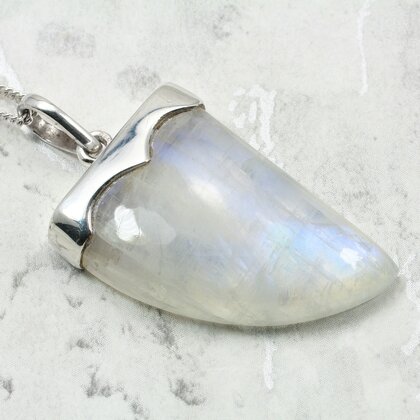 Moonstone Horn 925 Silver Pendant ~32mm