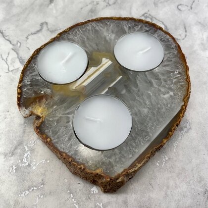 Natural Agate Tealight Candle Holder ~141x127mm