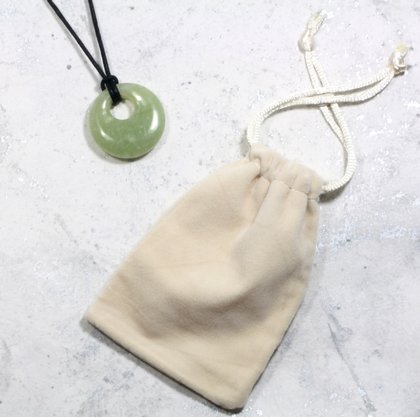New Jade Donut Necklace & Velvet Pouch