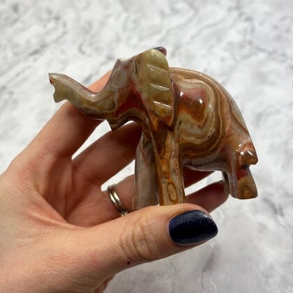 Onyx Elephant Crystal Carving ~65x77mm