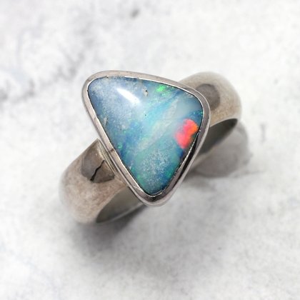 Opal & Silver Ring ~ 8 US Ring Size , Q UK Ring Size