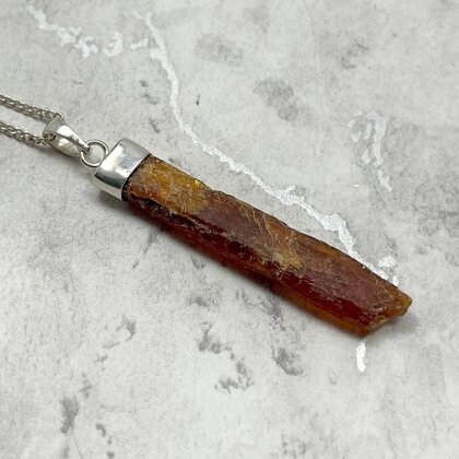 Orange Kyanite Healing Crystal 925 Silver Pendant ~39mm