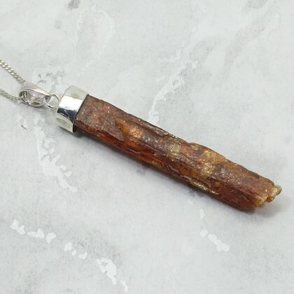 Orange Kyanite Healing Crystal 925 Silver Pendant ~45mm