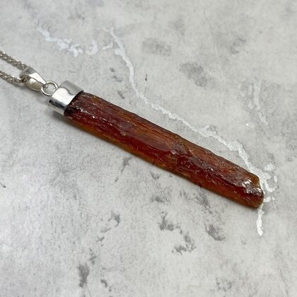 Orange Kyanite Healing Crystal 925 Silver Pendant ~46mm