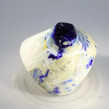 Polished Lapis Crystals on White Quartz ~35 x 36mm