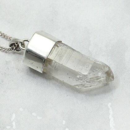 Quartz Point 925 Silver Pendant  ~28mm