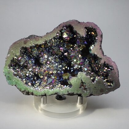 Rainbow Aura Quartz Geode ~100x67mm
