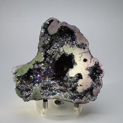 Rainbow Aura Quartz Geode ~94x85mm