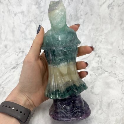 Rainbow Fluorite Kwan Yin  ~20cm