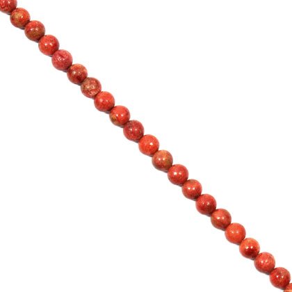 Red Coral Crystal Beads - 6mm Round
