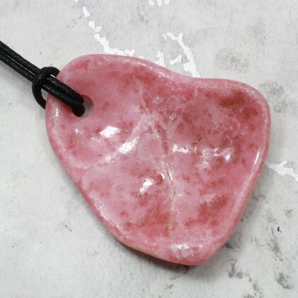 Rhodochrosite Pendant & Wax Cotton Cord ~44x37mm