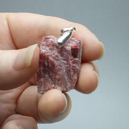 Rhodonite Healing Crystal 925 Silver Pendant ~28mm