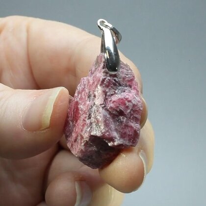 Rhodonite Healing Crystal 925 Silver Pendant ~30mm