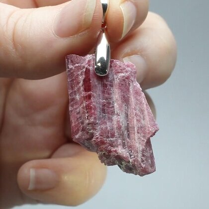 Rhodonite Healing Crystal 925 Silver Pendant ~32mm