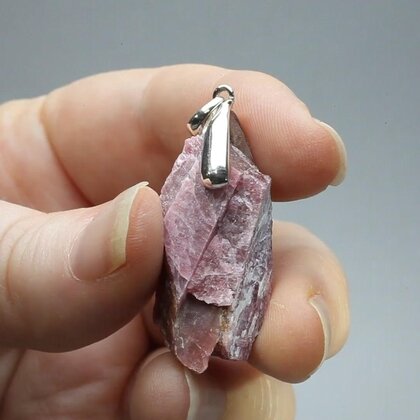 Rhodonite Healing Crystal 925 Silver Pendant ~32mm