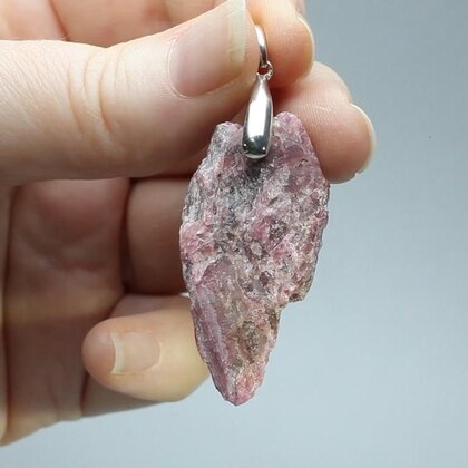 Rhodonite Healing Crystal 925 Silver Pendant ~39mm
