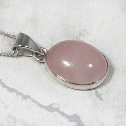 Rose Quartz 925 Silver Pendant ~17mm
