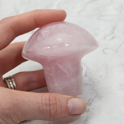 Rose Quartz Mushroom Crystal Carving ~63 x 63mm