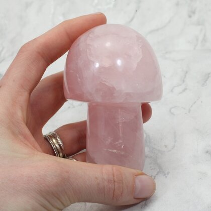 Rose Quartz Mushroom Crystal Carving ~87 x 57mm