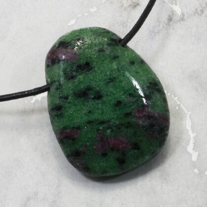 Ruby Zoisite Pendant & Wax Cotton Cord ~37mm